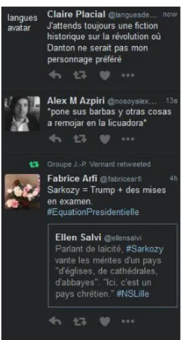 Fig. 3 - L'affichage des tweets par Tweetdeck. 