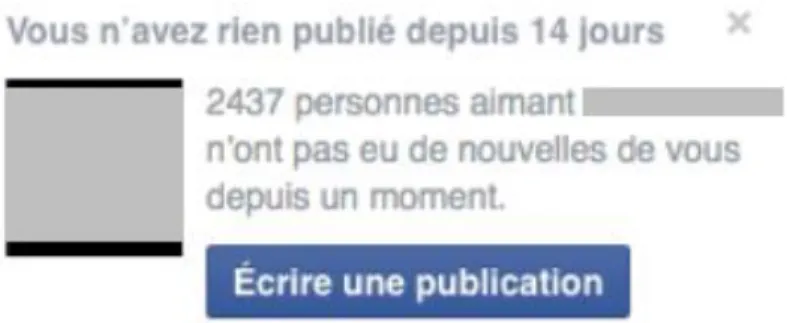Fig. 4 – Capture d’écran d’un rappel sur une page Facebook. 