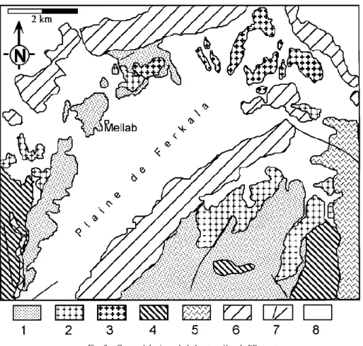 Fig. 3 – Carte géologique de la boutonnière de l'Ougnat. 