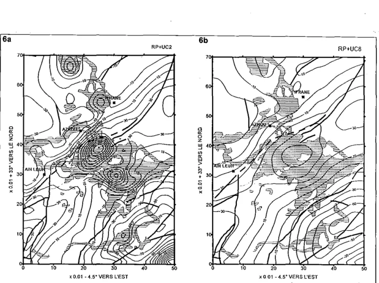 Fig.  6 - Cartes réduites au pôle el prolongées vers le hOUI par rapport au pla&#34; de vol