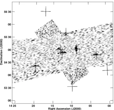 Fig. 4. Fringe-rate and delay map of a source; this is an unusually crowded field, and many other maps show only the targeted source