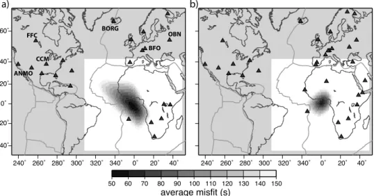 Figure 2. Examples of observation of the 26 sec (0.038 Hz) microseism in cross-correlations of vertical component records of seismic noise between pairs of North American and European stations during August and February of 2004