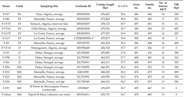 Table 1. Genomic features of Faustoviruses (FVs).
