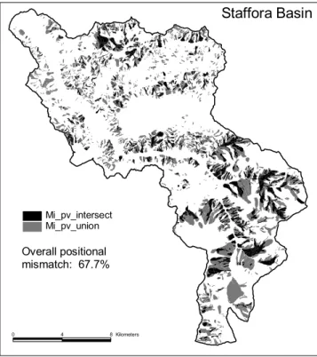 Fig. 2. Comparison of landslide inventory maps produced by the University of Milano (Mi) and the CNR-IRPI in Perugia (Pg)  re-search teams