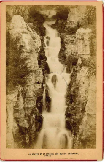 Illustration  15 , Cascade du parc des Buttes-Chaumont, carte postale vers 1900