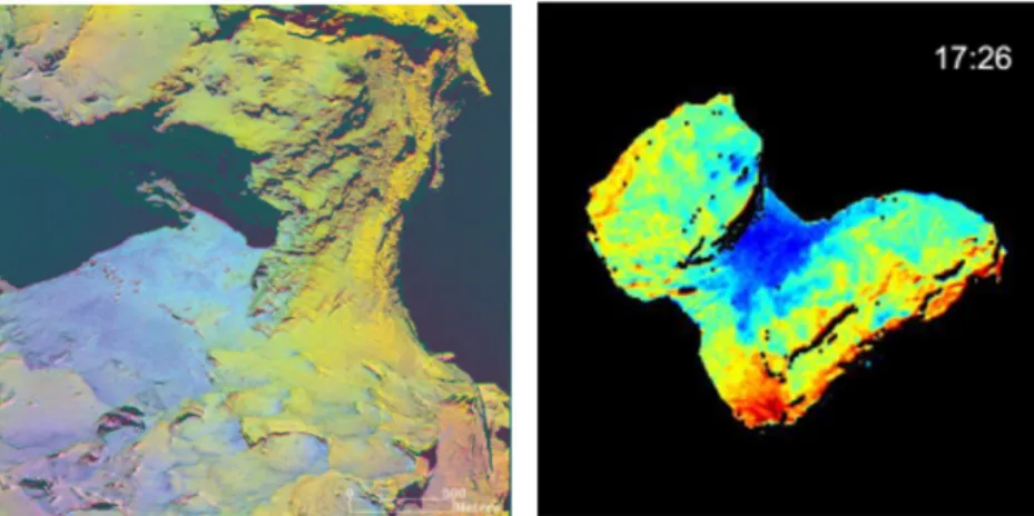 Figure 15. The central parts of Hapi in an RGB image are bluer, richer in near surface ice, than the Seth area