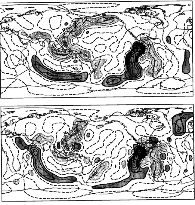 Fig. 9-  Observed  (top)  and predicted (bottom) divergence  of the surface  velocity  field