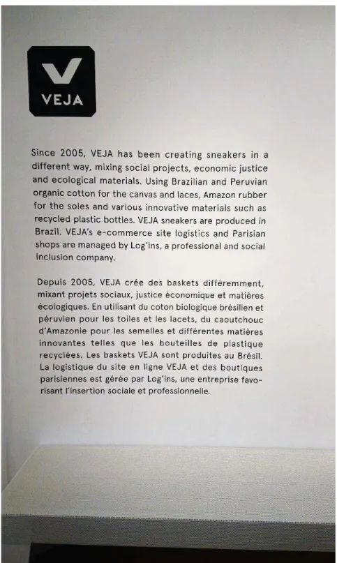 Figure 6 : Présentation de la marque VEJA dans sa boutique de Paris. Photographie du 15/10/2020
