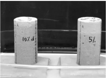 Figure 3: Mortar samples during compressive, tensile and ad- ad-hesive tests respectively 