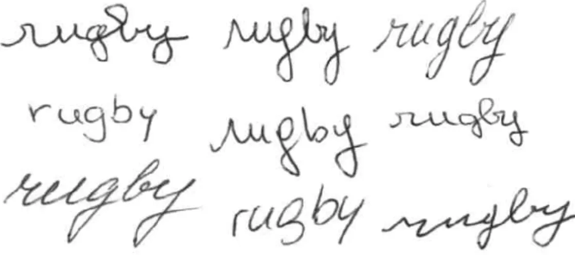 Figure 1.8 Variations in handwriting style –random sample   of handwriting taken from IRONOFF database 