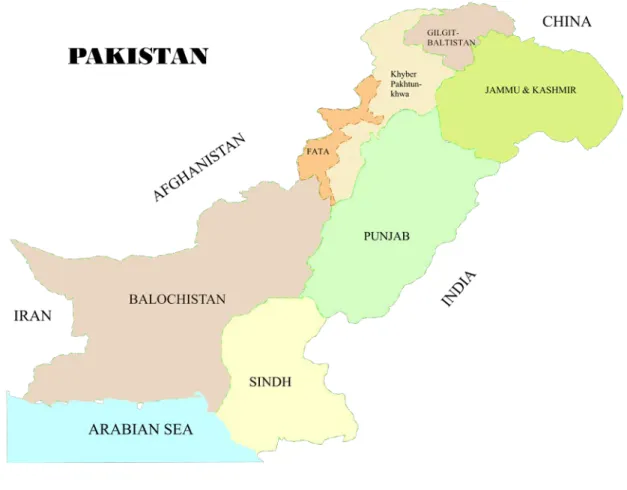 Figure 1: the map of Pakistan  2.3  Geographical Divisions 