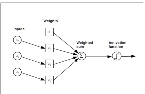 Figure 2.5 – The architecture of a Perceptron.