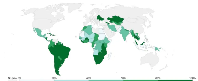 Figure 1.7:  Share of pregnant women who receive antiretroviral therapy, by end of 2017