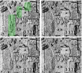 Fig. 11. MVS benchmark, an extract from the gray-shaded DSM over an industrial zone. Green ROI is drawn over surface discontinuities