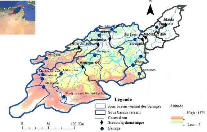 Figure 1 : Le bassin versant de la Medjerda  3.  Résultats 
