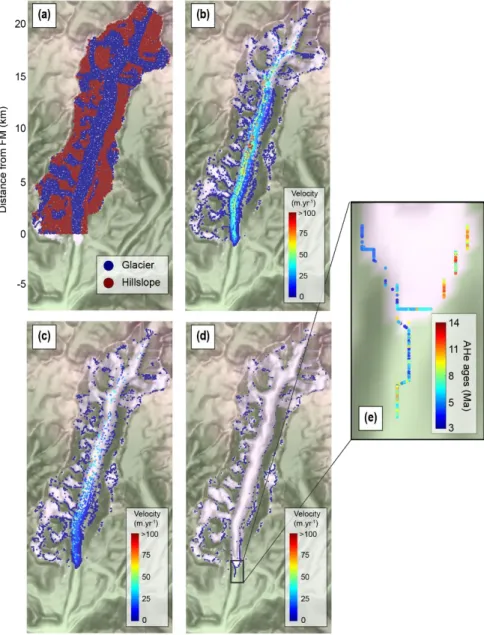 Figure  5:  Example  of  particle  transport.  Particles  have  been  uniformly  produced  across  the  catchment  and  transported