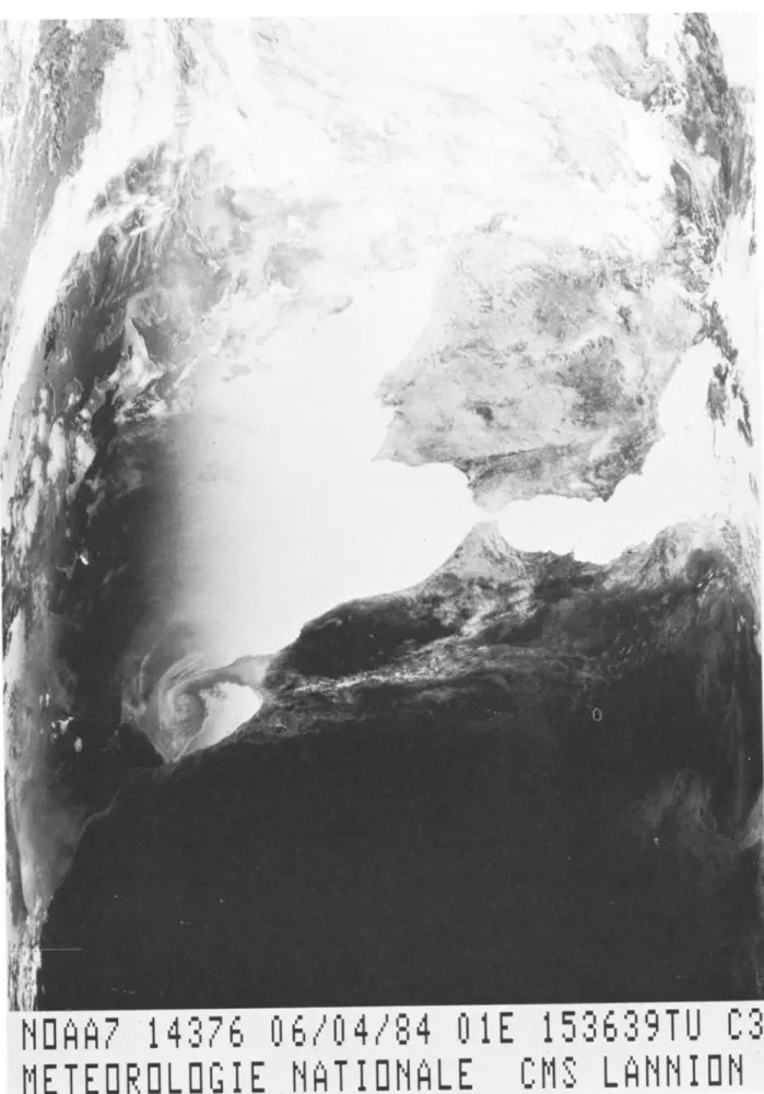 Fig. 3b.  NOAA  7 image,  April 6,  1984, 1536  UT. Channel  3 (3.55-3.93  •m)'. 