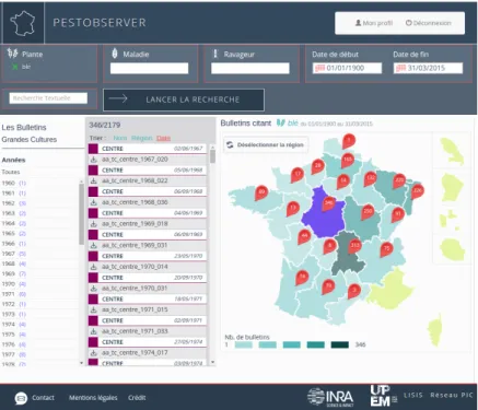 Figure 7 – Exemple de l’utilisation de l’outil PestObserver [Turenne et al., 2015]