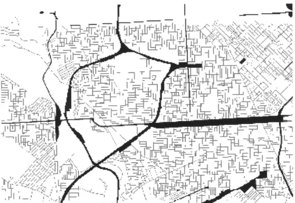 Figure  6.  Infrastructure  in West Baltimore:  Ring  of rail,  the  Highway  to Nowhere, and the  Industrial  Triangle.