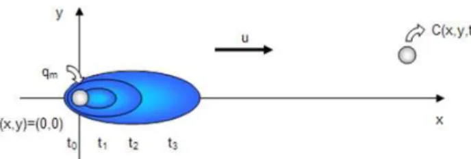 Figure 10. Constant injection of mass flux in a 2D infinite medium.