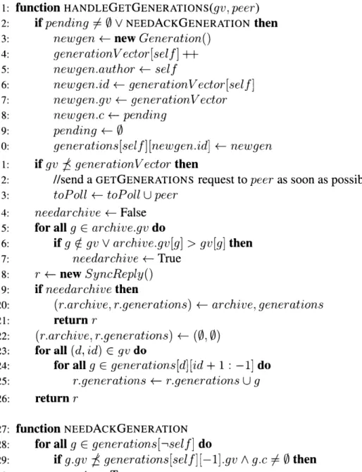 Figure 4-3:  Pseudocode  to handle  incoming  metadata  synchronization  requests.