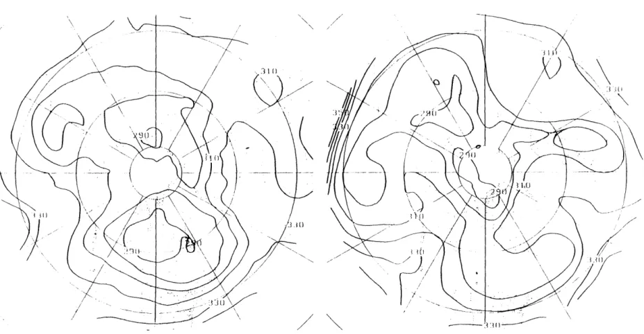 Fig.  3.3:  921226  12Z  tropopause  potential  temperature and  wind  during  a  PAC(+).