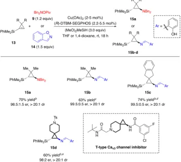 Table  3.  Substrate  Scope  for  the  CuH-Catalyzed  Hy- Hy-droamination of 1-Silylcyclopropenes a