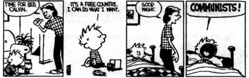 Figure 4-4:  Calvin  &amp; Hobbes,  Strip Three  [Watterson  1990]