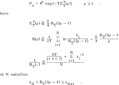 Figure  7  presents  the  pertinent  characteristics  of  this  bound  and  relates  it  to  the  previous random  coding  bound