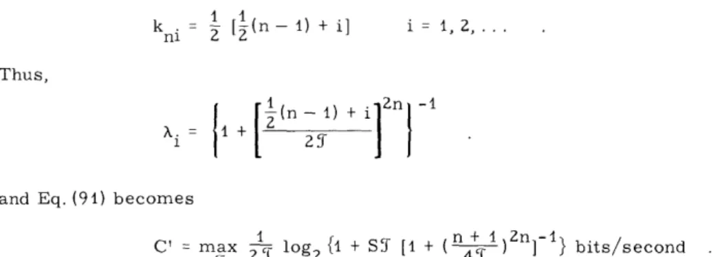 Figure  11  presents  C'  for  a  Butterworth  channel  with  n  =  10  together  with  the  value  of  C  =  R(O) calculated  from  Eqs