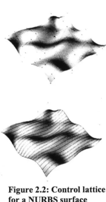 Figure 2.2:  Control lattice for  a NURBS  surface Figure 2.3: Isoparametric contours  in the "U"