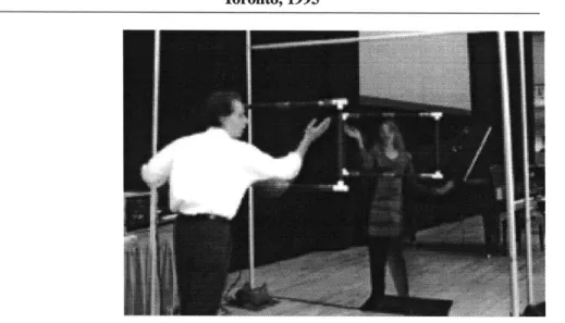 FIGURE 9.  The Sensor Frames: rehearsal at Roy  Thomson Hall in Toronto,  1995