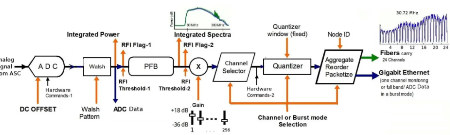 Fig. 3 An overview of the signal processing architecture in the digital-receiver.