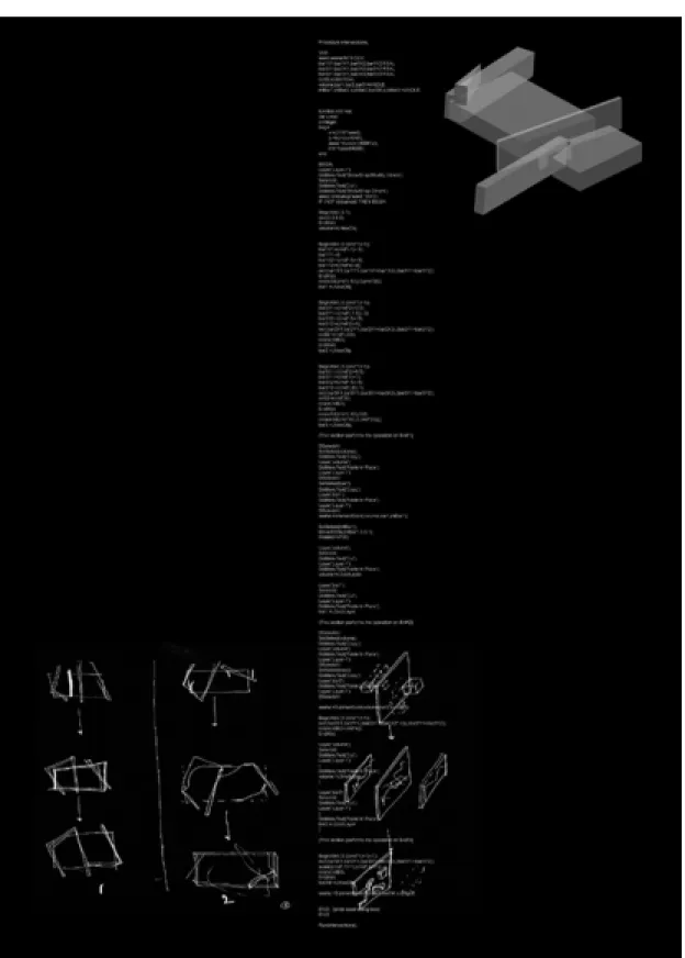 Figure 3. Anthony Guma’s first poster, showing his sketches, the code, and an initial output of the code.