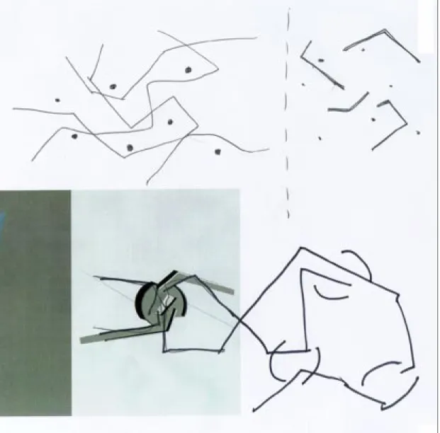 Figure 9. Moving from the early exercises to the main project to design a memorial for Martin Luther King, Anthony Guma builds on his earlier design, add sketches that represent aspects of the leader’s life