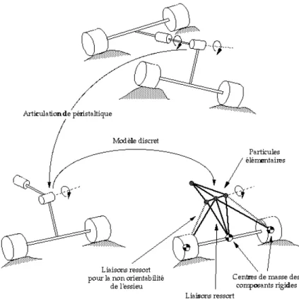 Fig. 4.4 - Mod ele discret d'une articulation p eristaltique d'un essieu.