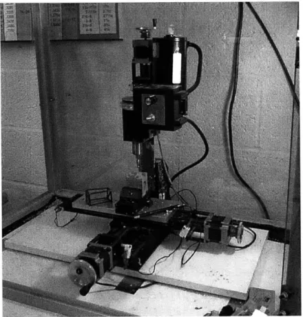 Figure  4-1:  Sherline  3-Axis  mill  with  stepper  motors,  with  ball  point  pen  for  scale.