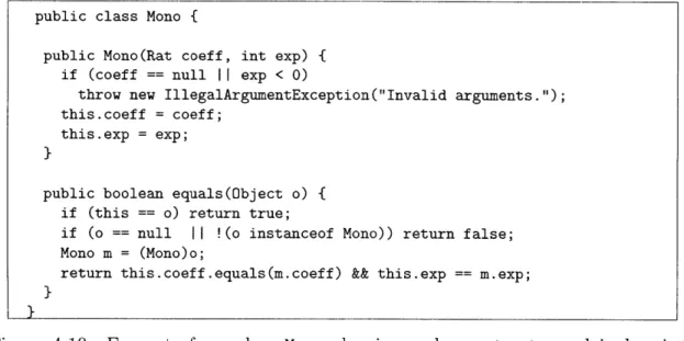 Figure  4-10:  Excerpts  from  class  Mono  showing  code  constructs  used  in  heuristic pruning.