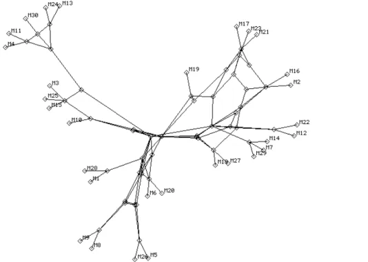 Figure 3-7:  Discovered network.  Network discovered by the matroid and correlation algorithms.