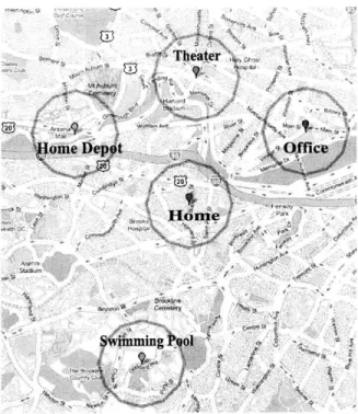 Figure  4-1:  GPS  location  clusters  and  names  associated  with  them.