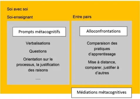 Figure 5. Les types de médiations métacognitives (Colognesi, 2015) 