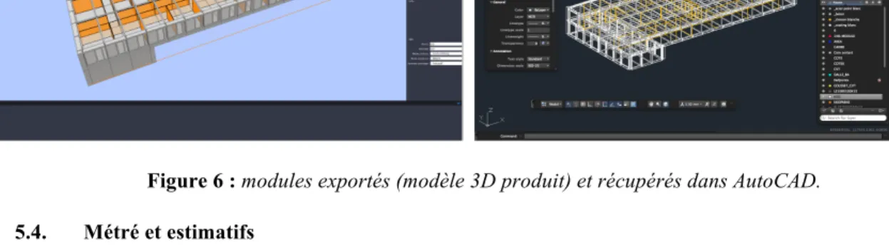 Figure 6 : modules exportés (modèle 3D produit) et récupérés dans AutoCAD. 