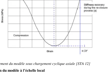 Figure 3. Comportement du modèle sous chargement cyclique axiale [STA 12] 