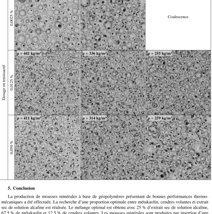 Tableau 3. Évolution de la structure porale en fonction du dosage en H 2 O 2  et tensioactif 