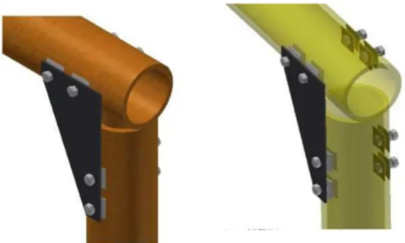 Fig. 5: Gusset plate connection using preloaded bolts  and curved steel washers. 