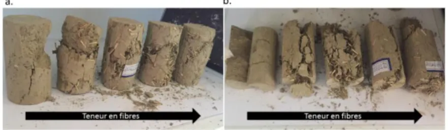 FIGURE 5.  Effet de la teneur en fibres sur le comportement mécanique des adobes 