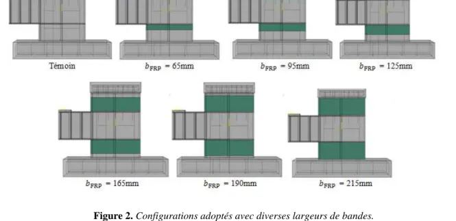 Figure 2. Configurations adoptés avec diverses largeurs de bandes. 