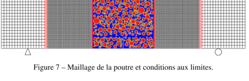 Figure 7 – Maillage de la poutre et conditions aux limites.