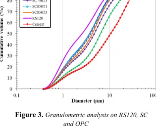 Figure 2.Granulometric analysis on RS120, WS 