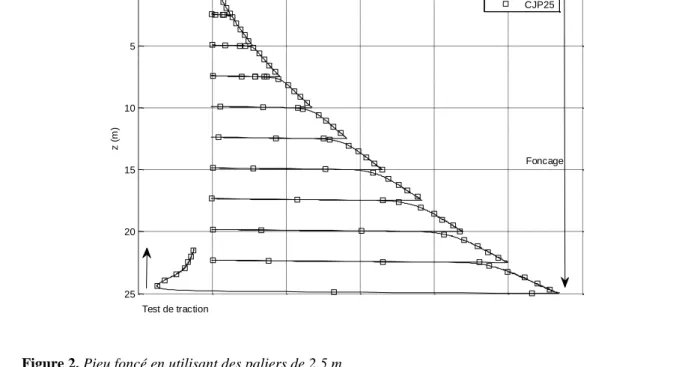 Figure 2. Pieu foncé en utilisant des paliers de 2.5 m 